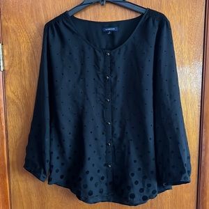 Lands’ End Black Polka Dot Top Size 14